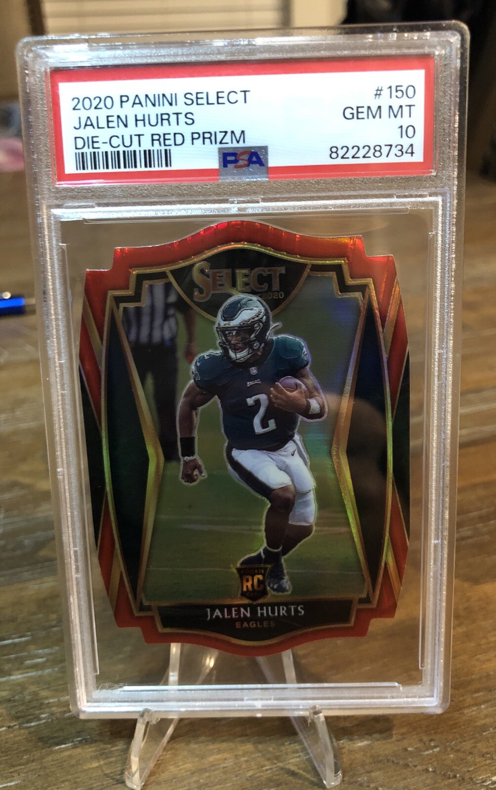 2020 Select Jalen Hurts Premier Red Prizm Die Cut Rookie RC #150 Eagles PSA 10