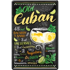 Blechschild 20x30 OLD CUBAN Cocktail Rezept Rum Bar Sekt Kneipe Cafe Disco