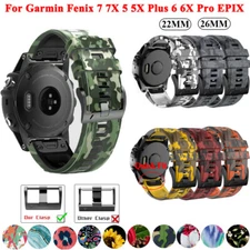 22 26mm Camouflage Strap Fr Garmin Fenix 7 7X 5 5X 6 6X 3 3HR 935 945 Watch Band