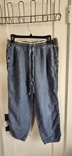 Lands End Blue 100 Lycocell pull on Distressed Pants women Sz 12