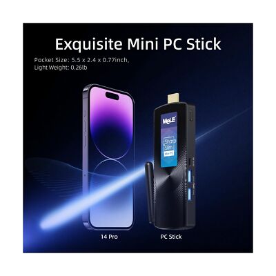MeLE PCG02 Fanless Mini PC Stick Windows 11 Home Celeron N4000(up