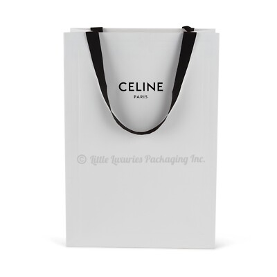 Authentic Celine XL Size Tall White Logo Gift Shopping Tote Bag