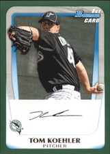 2011 Bowman Prospects Green 357/450 SP #BP24 Tom Koehler Rookie Florida Marlins