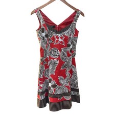 Nine West Women's Dress Size 2 Petite Red Brown Sleeveless Floral