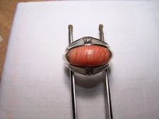 sterling silver ring with mother of pearl & red sea coral
