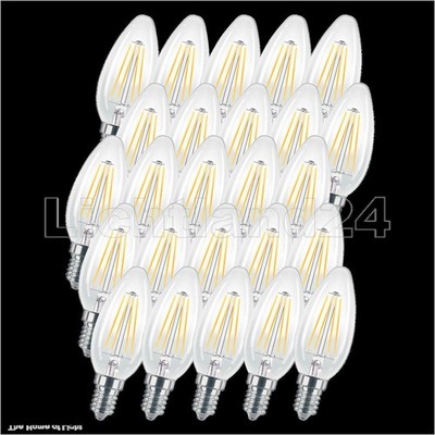 25er Pack E14 LED Filament Kerze C35 - 4W (= 40W) 2700K warmweiß Lampe Glühbirne