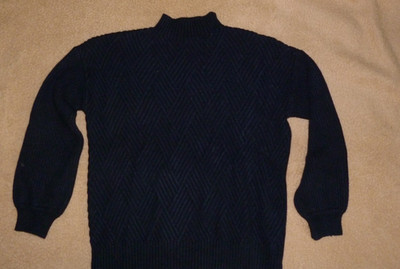 dunkelblauer Damen Strickpullover mit Muster + Stehkragen Gr. M von Tom Tailor