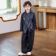 Boys Chinese Tang Suit Formal Outfits Kids piano Performance Jacket Pant Suits