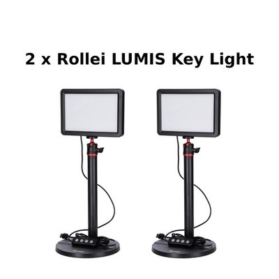 2x Rollei LUMIS Key Light LED Videolicht mit Stativ TikTok YouTube Twitch Stream