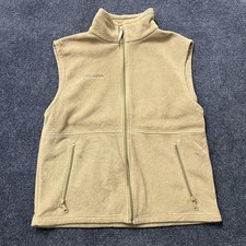 Columbia Fleece Vest Mens Medium Tan Full Zip Mock Neck Outdoor Hiking Casual