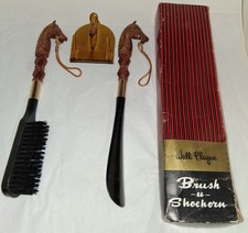 Vintage Plastic Horsehead Shoe Horn  Brush  Hanger with Box