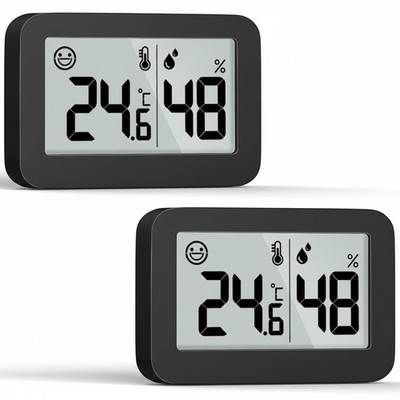 Hygrometer Thermometer digitales Luftfeuchtigkeitsmesser Innen Schwarz