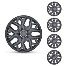 17 Universal Hubcaps Steel Wheel Snap On Retention Rings Set 4 Matte Black