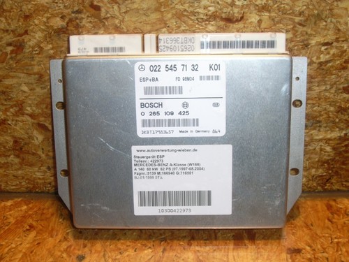 422973 Steuergerät ESP MERCEDES-BENZ A-Klasse (W168) 0265109425
