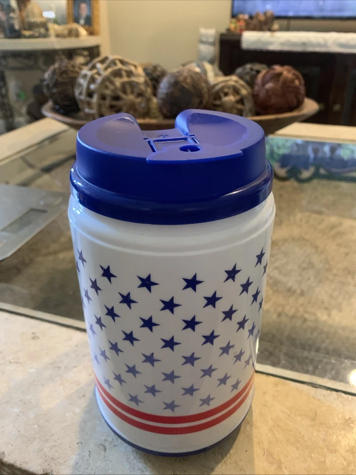 Victoria's Secret Pink Water Bottle Chug Mug Americana Red White Blue Flag 24 oz - Image 2 of 4