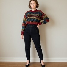 VTG Black Stirrup Jeans 16 PS Gitano High Waisted 80s Tapered Leg Pants