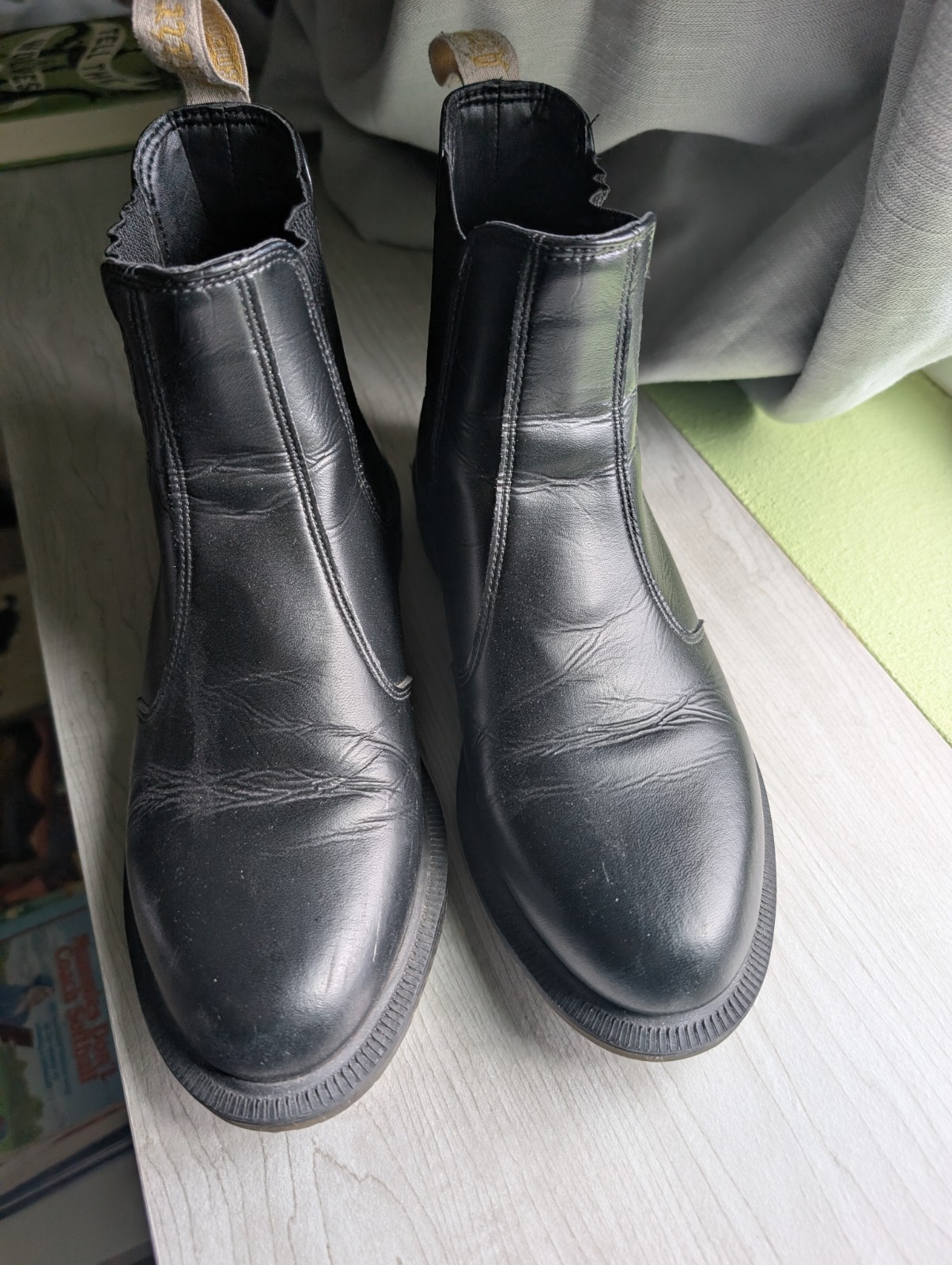 Dr Doc Martens Boots Womens 8 Vegan Flora Chelsea Black Classic Casual Ankle thumbnail 4