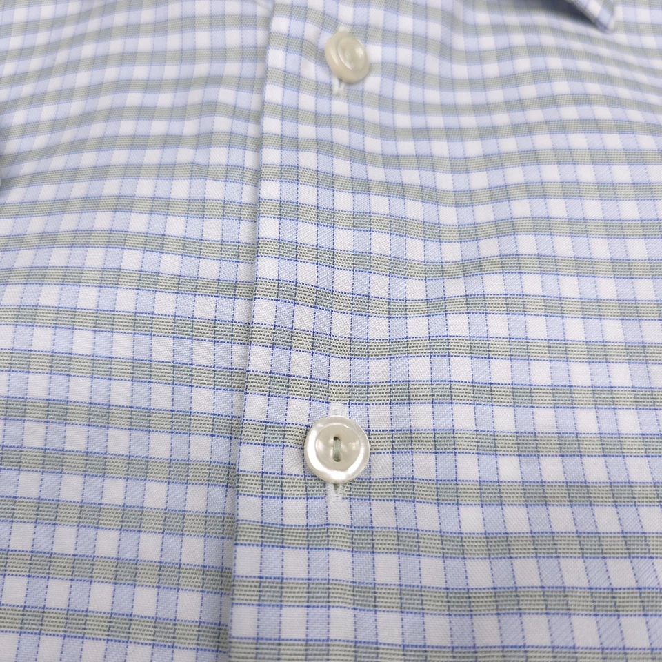 Camisa de vestir a cuadros verde y azul calce contemporáneo Eton de $280 para hombre talla XL - 17,5 Foto 4 de 4