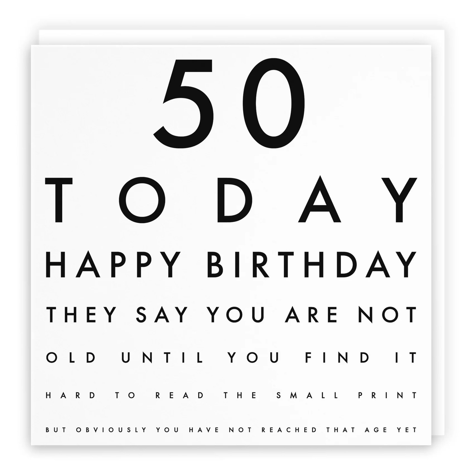 50th Birthday Eye Sight Joke Card Letters