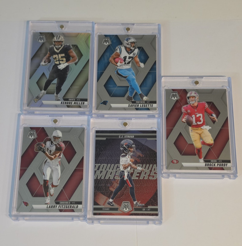 Panini 2023 Mosaic NFL Football 5-Card Lot Stroud Purdy Fitzgerald Legette