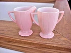 Vtg Hazel Atlas Depression Glass Newport Hairpin Pink Cream & Sugar Set