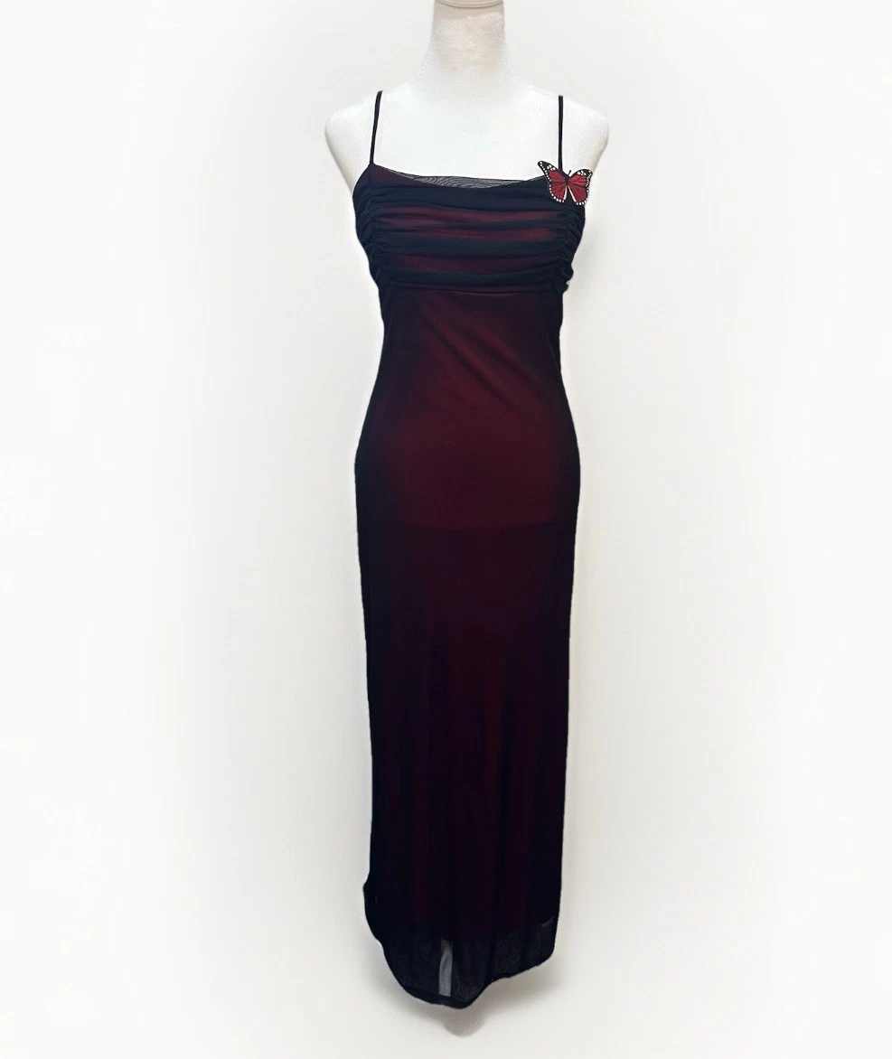 red and black layered mesh dress Formal Dresses Mesh Mesh Square Neck Glitter Split Maxi Dress For Party/Clubbing