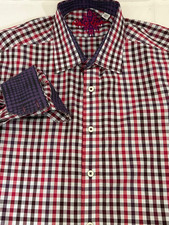 Robert Graham Modern Contras Cuff Mult-Color Gingham Plaid Mens Sz L Shirt