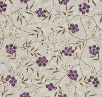 WILLIAM MORRIS CURTAIN FABRIC DESIGN Jasmine Embroidery 3.8 MTRS AUBERGINE/OLIVE