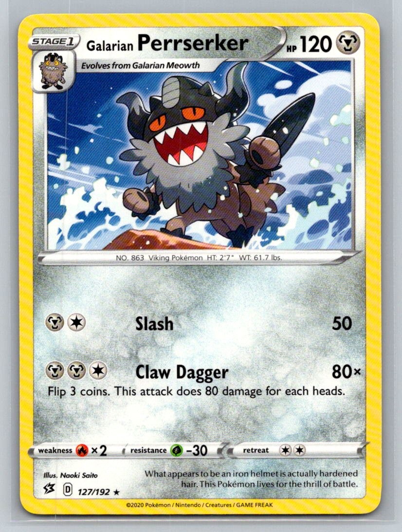 Galarian Perrserker #127/192 SWSH02: Rebel Clash Rare - Pokemon Cards F57