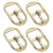 4Pcs 0.51" Single Prong Belt Buckle Oval Center Bar Buckles for Belt, Gold