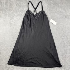 Flora by Flora Nikrooz Slip Black Satin Lace Bodice Sheer Nightgown Size M NWT