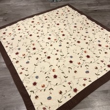 Quilt Queen Size 90   x86    Brown And Off white With Embroidery Cotton