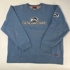 Vintage Quiksilver Blue Crewneck with Center and Sleeve Patches -Size XL