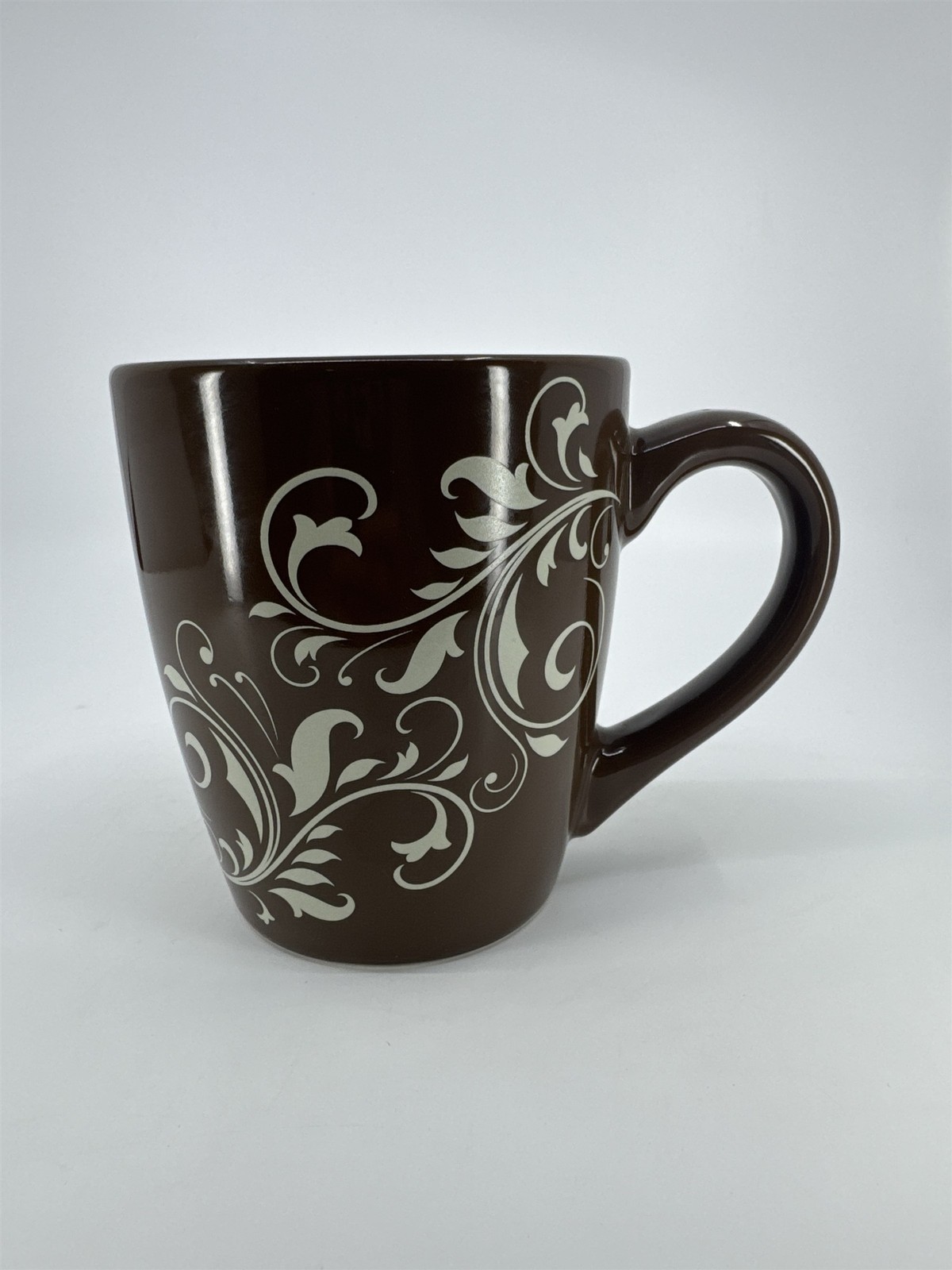 Vintage DesignPac Ceramic Floral Brown Coffee Drinking Mug