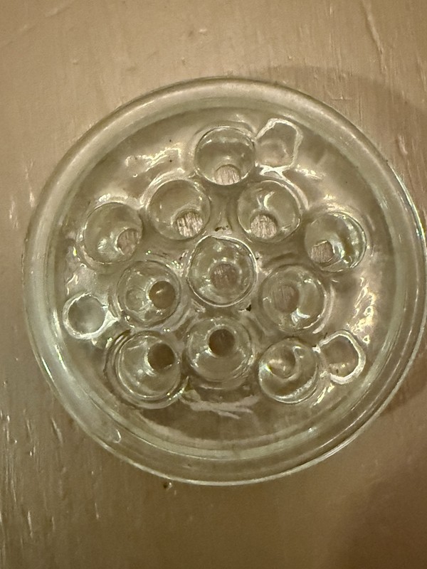 2 vintage glass flower frog
