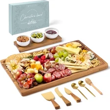 Charcuterie Boards Gift Set - Acacia Wood Serving Tray with 