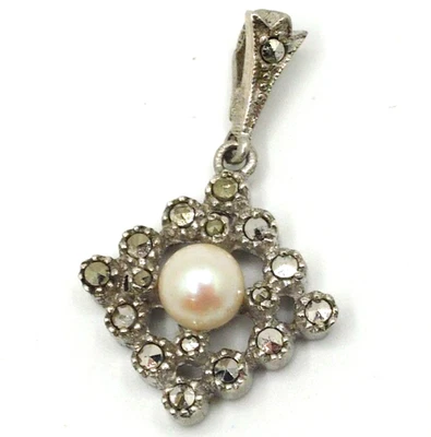Vintage Designer Anhänger 835 Silber im Art Deco Stil Perle Luxury Lady edel - Bild 1 von 4