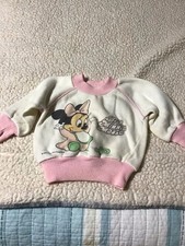 Vintage 80s Minnie Mouse Long Sleeve New Born to 6 Months Shirt Disney Store
