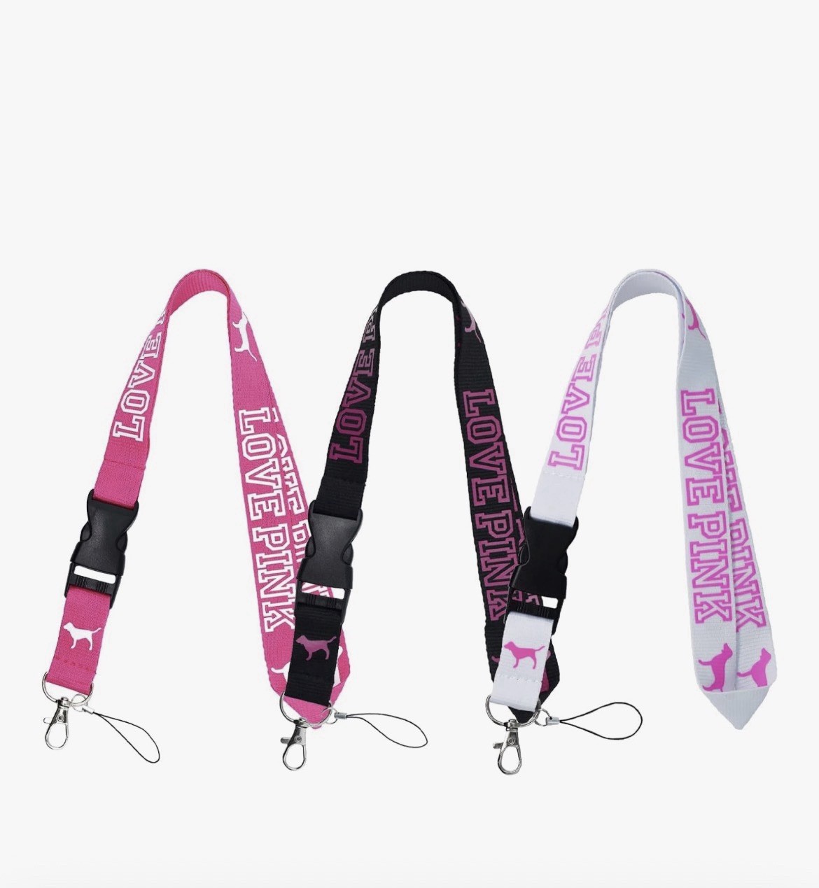 Victoria's Secret PINK Love ID Lanyard Set 3-Piece Pink Blac