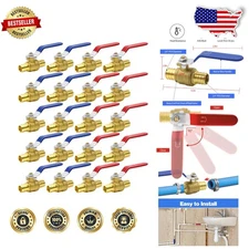 Durable 3/4" Brass PEX Shut Off Valves - 20pcs, Full Port, 400PSI, Hot/Cold IDs