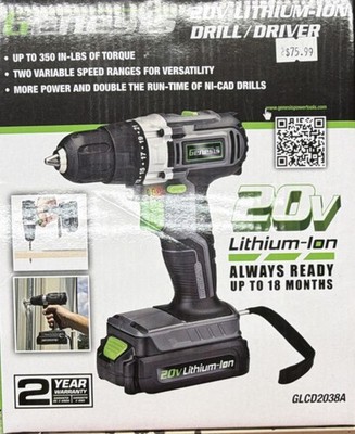 Genesis 20V Li-Ion Drill/Driver GLCD2038A w/Battery, Charger & LED Work Light