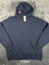 NWT Hollister Buttery Soft Navy Surf Hooded Hoodie Fruit Patches, Sz M, 1236