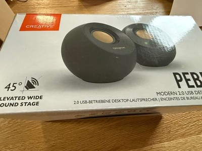 Creative Pebble Modern 2.0 USB-betriebenes Desktop-Lautsprechersystem, schwarz
