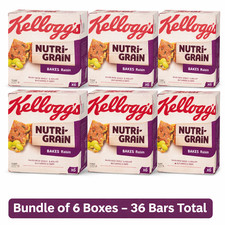 Kellogg’s Nutri-Grain Raisin Cereal Bars x6 Boxes | 6 Bars Each | BBD 04/11/25