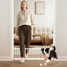 Metal Dog Gate for Small Dogs, 17"- 44" Adjustable Extra Wide Gate to Step Ov...