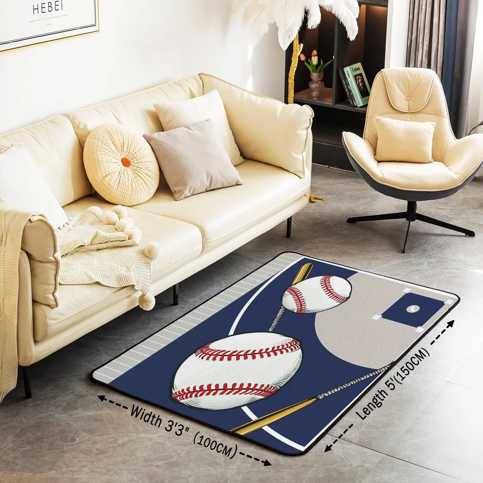 Alfombra de béisbol 3x5 juegos deportes alfombra decorativa para niños niñas adolescentes ba... Foto 3 de 4