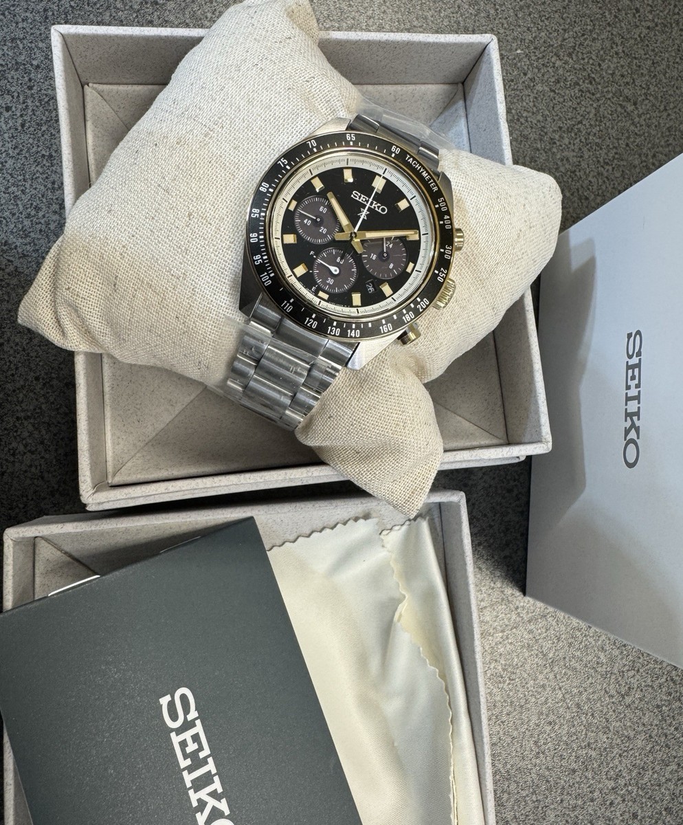 Seiko Prospex Speedtimer Solar Steel Bracelet Black Dial Watch