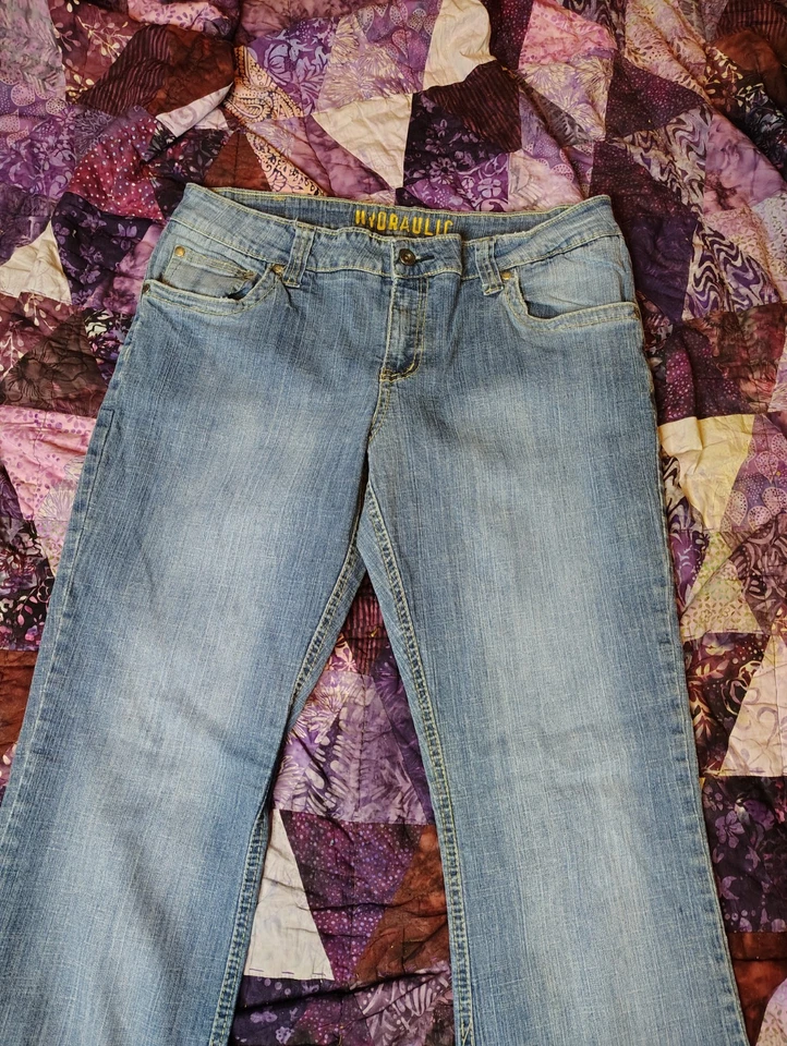 Pantalones de mezclilla hidráulicos vintage para mujer 33x31 azul Gramercy Bootcut Western Y2K Foto 4 de 4