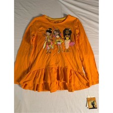 Girls' Orange Halloween Ruffle Hem Top
