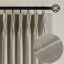 Flax Linen Curtains Pinch Pleated 84 40"W x 84"L Pack of 2 Burlywood Birch